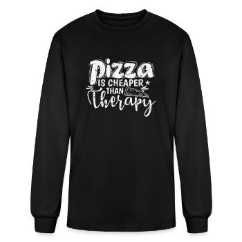 Pizza is cheaper than Therapy Salami - Men's Long Sleeve T-Shirt - black - Front