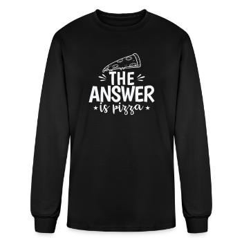 The Answer is Pizza Salami and Cheese - Men's Long Sleeve T-Shirt - black - Front