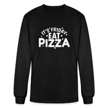 It's Friday Eat Pizza Salami and Cheese - Men's Long Sleeve T-Shirt - black - Front