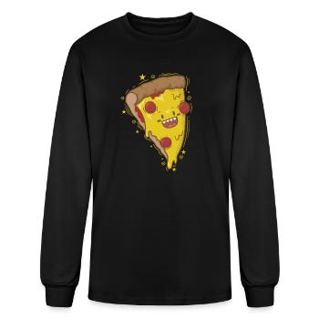 Salami Pizza is happy - Men's Long Sleeve T-Shirt - black - Front