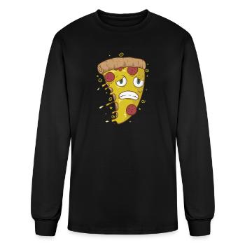 Pizza Salami and Cheese is afraid - Men's Long Sleeve T-Shirt - black - Front