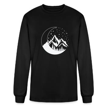 Mountains and Moon Night Sky Sphere - Men's Long Sleeve T-Shirt - black - Front