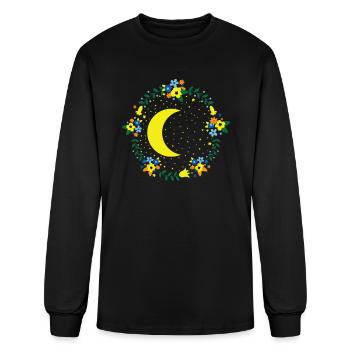 Moon with Flowers Night Sky Space - Men's Long Sleeve T-Shirt - black - Front