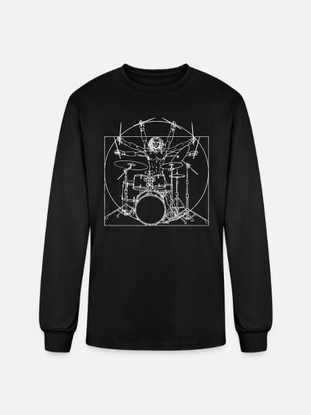 Drummer Drums Drumsticks Da Vinci - Men's Long Sleeve T-Shirt - black