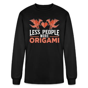 Less People More Origami Master Japanese Craft - Men's Long Sleeve T-Shirt - black - Front