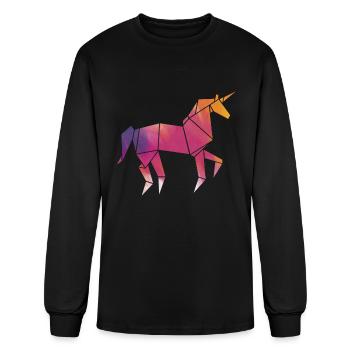 Origami Unicorn Lover Origami Master Paper Folder - Men's Long Sleeve T-Shirt - black - Front