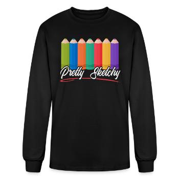 Pretty Sketchy Art Teacher Artist Painter Painting - Men's Long Sleeve T-Shirt - black - Front
