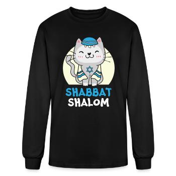 Shabbat Shalom Cat Holy Day Judaism Yom Kippur - Men's Long Sleeve T-Shirt - black - Front