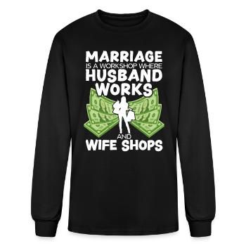 Married Couple Wedding Anniversary Funny Marriage - Men's Long Sleeve T-Shirt - black - Front