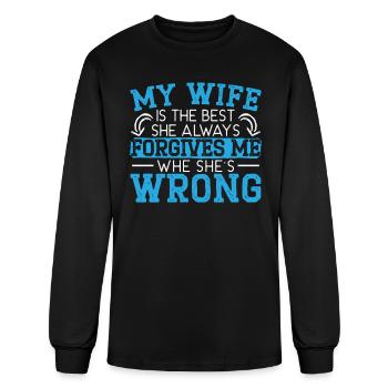 Married Couple Wedding Anniversary Funny Marriage - Men's Long Sleeve T-Shirt - black - Front