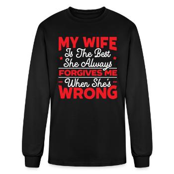 Married Couple Wedding Anniversary Funny Marriage - Men's Long Sleeve T-Shirt - black - Front