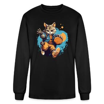 Basketball Cat Basketball Player I Love Basketball - Men's Long Sleeve T-Shirt - black - Front