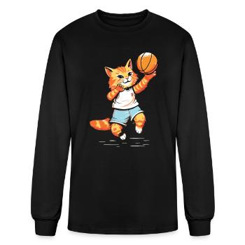 Basketball Cat Basketball Player I Love Basketball - Men's Long Sleeve T-Shirt - black - Front