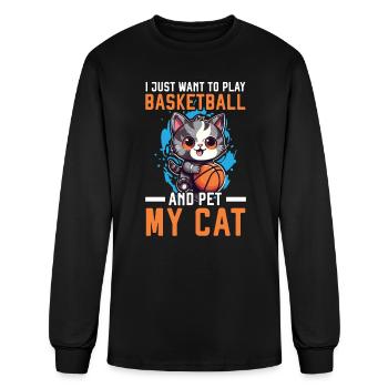 Basketball Cat Basketball Player I Love Basketball - Men's Long Sleeve T-Shirt - black - Front