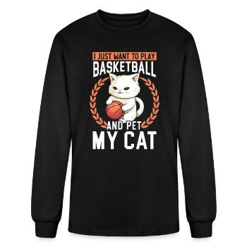 Basketball Cat Basketball Player I Love Basketball - Men's Long Sleeve T-Shirt - black - Front