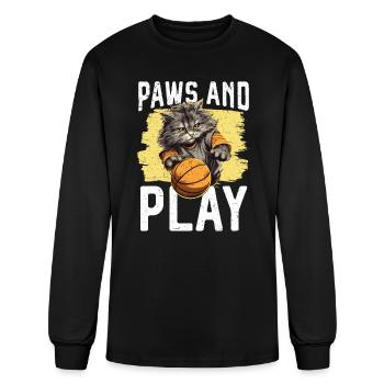 Basketball Cat Basketball Player I Love Basketball - Men's Long Sleeve T-Shirt - black - Front