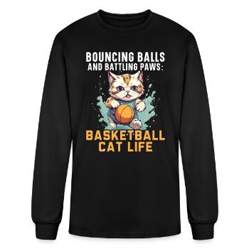 Basketball Cat Basketball Player I Love Basketball - Men's Long Sleeve T-Shirt - black - Front
