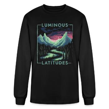Aurora Borealis Dark Sky Nature Light Display - Men's Long Sleeve T-Shirt - black - Front