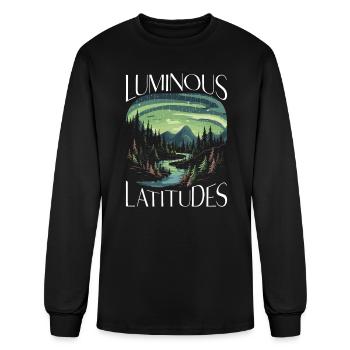 Aurora Borealis Dark Sky Nature Light Display - Men's Long Sleeve T-Shirt - black - Front
