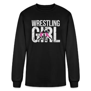Girls Wrestling Wrestle Grappling Wrestler Girl - Men's Long Sleeve T-Shirt - black - Front