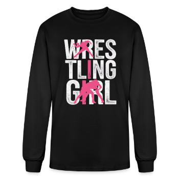 Girls Wrestling Wrestle Grappling Wrestler Girl - Men's Long Sleeve T-Shirt - black - Front