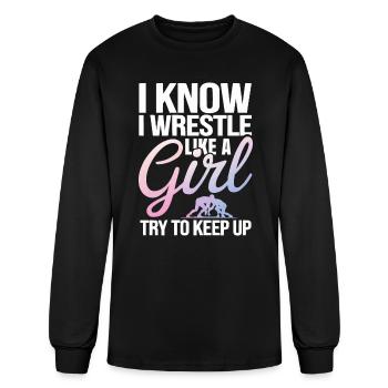 Girls Wrestling Wrestle Grappling Wrestler Girl - Men's Long Sleeve T-Shirt - black - Front