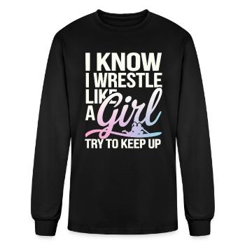 Girls Wrestling Wrestle Grappling Wrestler Girl - Men's Long Sleeve T-Shirt - black - Front