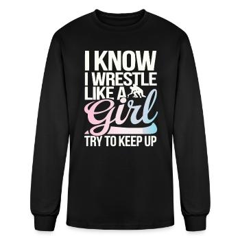 Girls Wrestling Wrestle Grappling Wrestler Girl - Men's Long Sleeve T-Shirt - black - Front