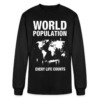 World Population Every Life Counts_tshirt - Men's Long Sleeve T-Shirt - black - Front