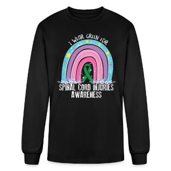 Rainbow- Spinal Cord Injuries Awareness Ribbon - Men's Long Sleeve T-Shirt - black - Front