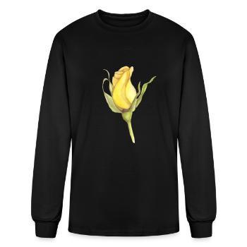 rose jaune - T-shirt à manches longues Homme - noir - Devant