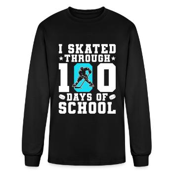 I Skated Through 100 Days Of School Ice Hockey - Men's Long Sleeve T-Shirt - black - Front