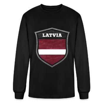 Latvia Shield Logo Emblem - Men's Long Sleeve T-Shirt - black - Front