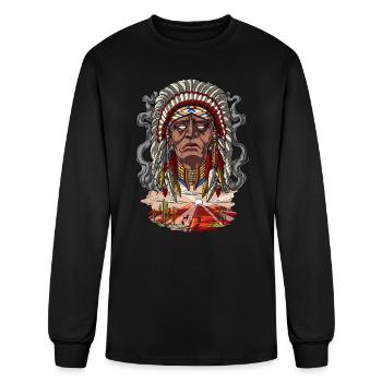 Native American Chief - Men's Long Sleeve T-Shirt - black - Front