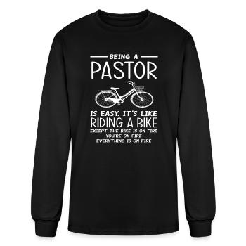Pastor Pastor Bicycle Saying Preaching - Men's Long Sleeve T-Shirt - black - Front