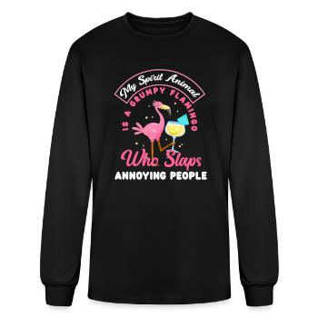 Dicton sur l’alcool Flamingo - T-shirt à manches longues Homme - noir - Devant