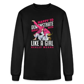 Happy To Demonstrate What Hits Like A Girl Really - Men's Long Sleeve T-Shirt - black - Front