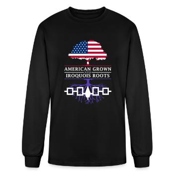 American Grown with Iroquois Roots - Men's Long Sleeve T-Shirt - black - Front