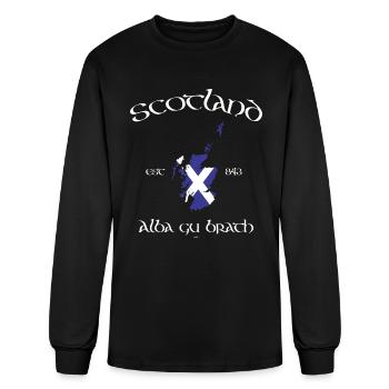 Drapeau de carte d'Ecosse - T-shirt à manches longues Homme - noir - Devant
