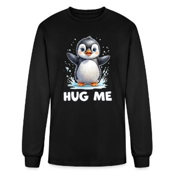 Cute Penguin Hug Me - Men's Long Sleeve T-Shirt - black - Front