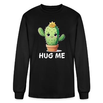 Cute Cactus Hug Me - Men's Long Sleeve T-Shirt - black - Front