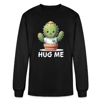 Cute Cactus Hug Me - Men's Long Sleeve T-Shirt - black - Front