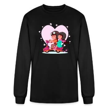 Lovely couple riding a vespa - Men's Long Sleeve T-Shirt - black - Front