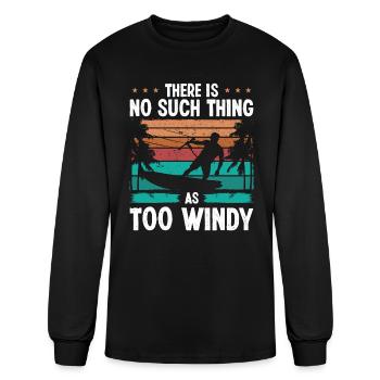 Kiteboarding Vintage Too windy Kiteboarder Kite - Men's Long Sleeve T-Shirt - black - Front