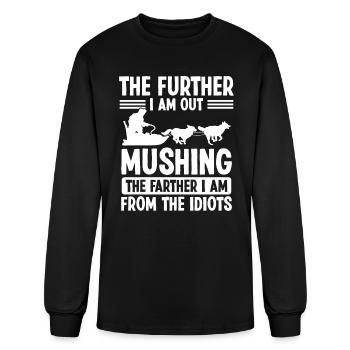 Sled Dog Rider Mushing Season Husky Sledding - Men's Long Sleeve T-Shirt - black - Front
