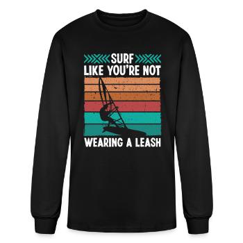 Windsurfing Vintage Wearing Leash Retro Windsurfer - Men's Long Sleeve T-Shirt - black - Front