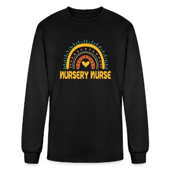Newborn Nursery Nurse Rainbow Apparel - Men's Long Sleeve T-Shirt - black - Front