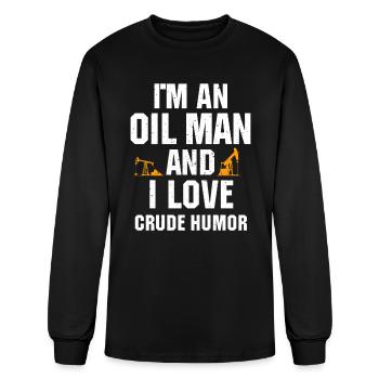 Drôle de plate-forme pétrolière de travailleur pétrolier Qoute - T-shirt à manches longues Homme - noir - Devant