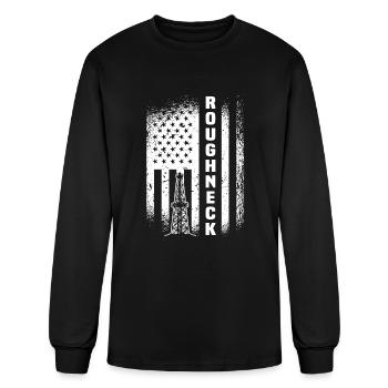 Pavillon des États-Unis Roughneck Plate-forme pétrolière américaine - T-shirt à manches longues Homme - noir - Devant