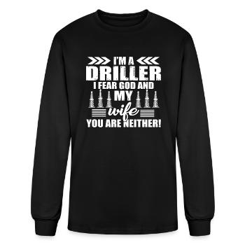 Grand foreur disant plate-forme pétrolière - T-shirt à manches longues Homme - noir - Devant